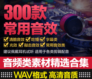 300+款全中文分类，视频常用音效素材包！网站12.8元购买素材，分类清晰-素材资源网